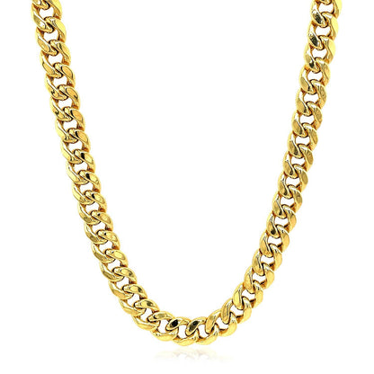Cadena cubana Miami semirrígida de oro amarillo de 10 quilates (5.00 mm)