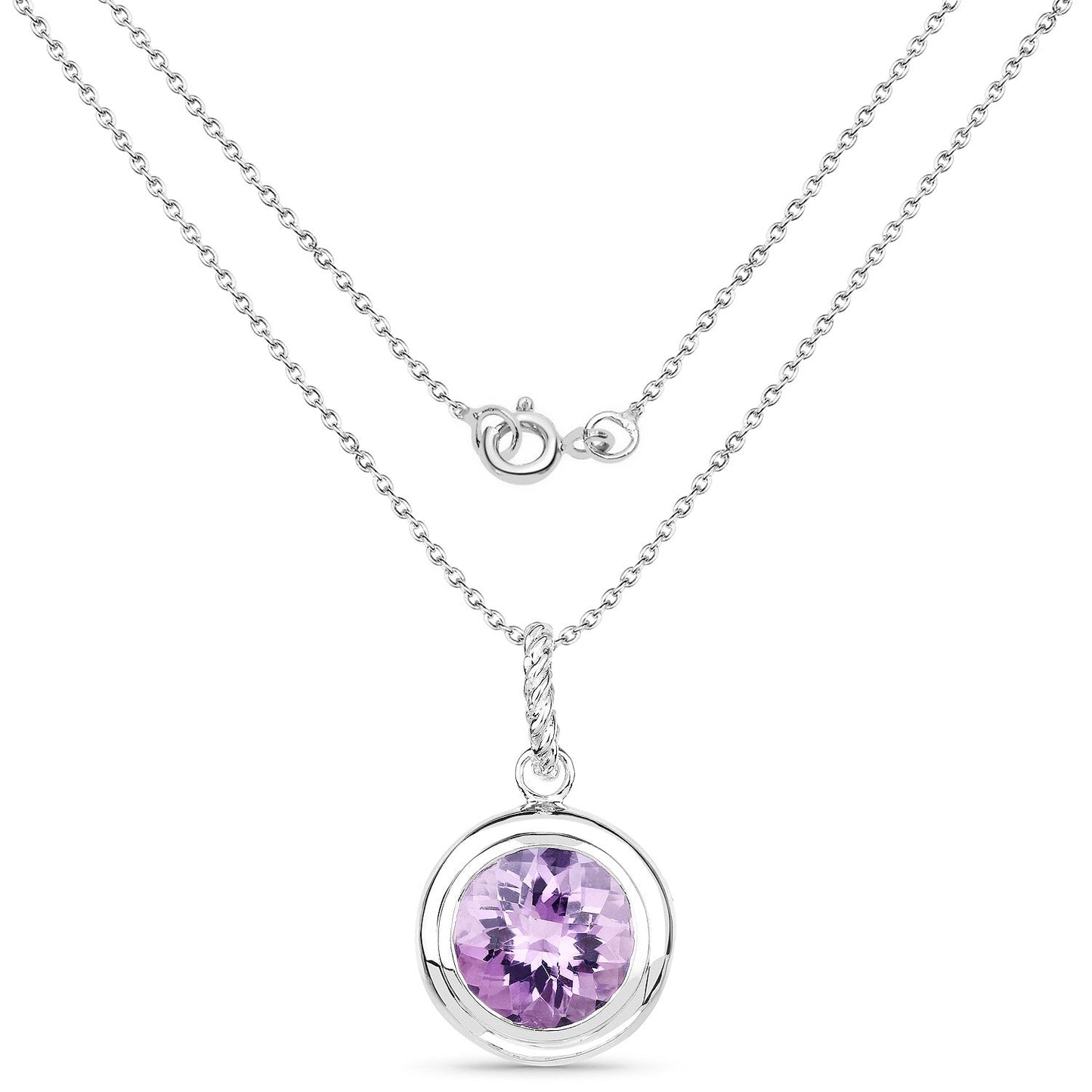 Colgante de plata de ley .925 con amatista genuina de 8.00 quilates