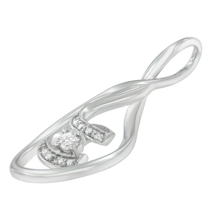 Espira 10K Oro Blanco 1/8 cttw Collar Colgante Espiral en Capas de Diamante de Talla Redonda (I-J, I1-I2)