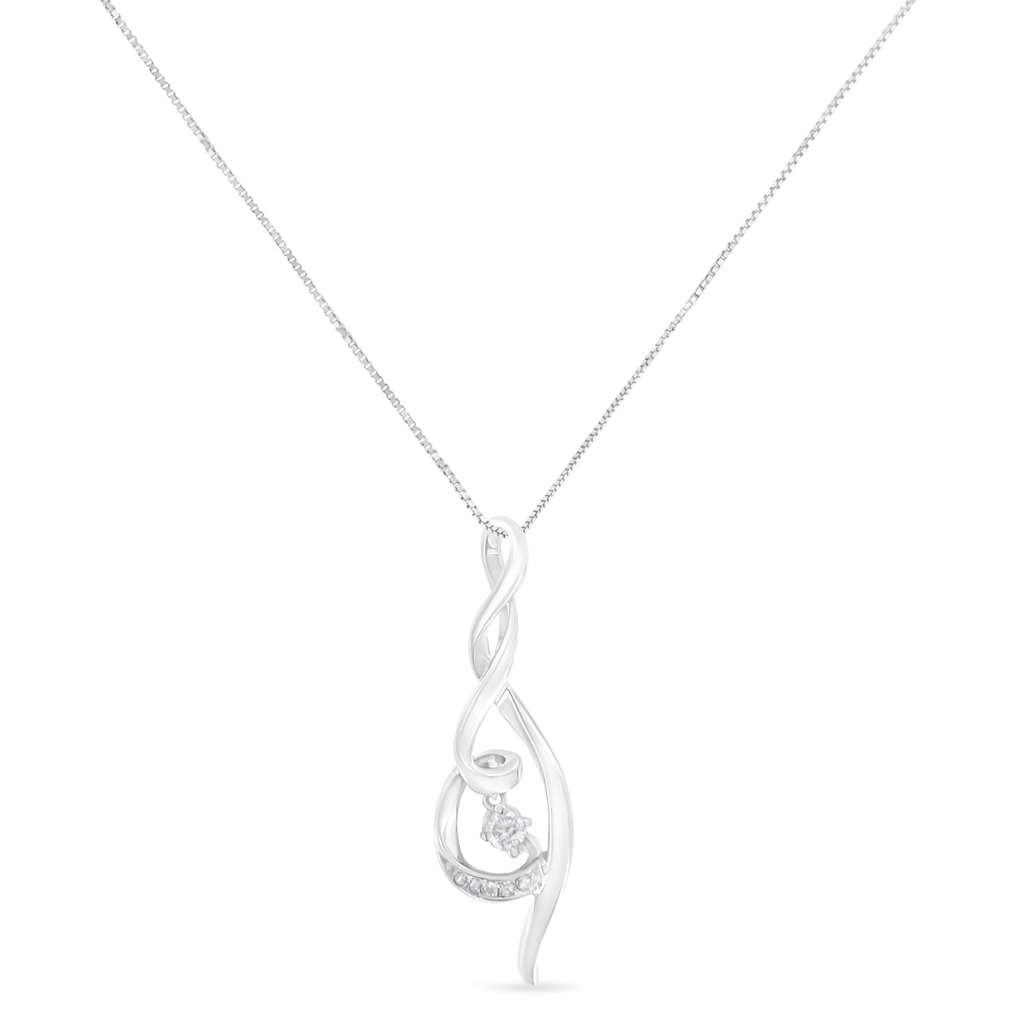 Collar con colgante de espiral de diamante Espira 10K oro blanco 1/10 cttw (I-J, I1-I2)