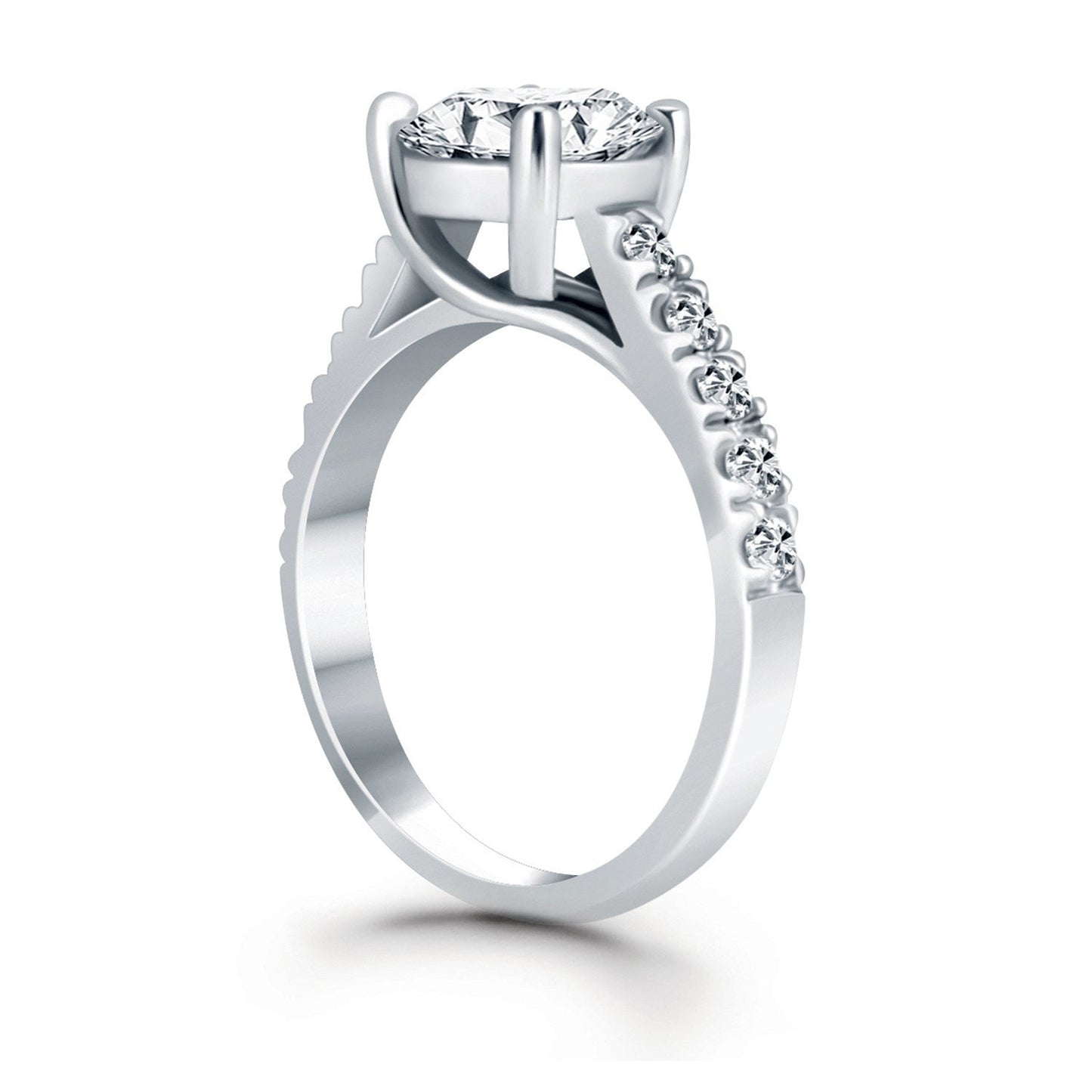 Anillo de compromiso de diamante de celosía de oro blanco de 14k