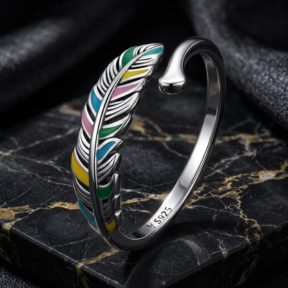 Anillo de plata de ley 925 esmaltado oxidado para mujer