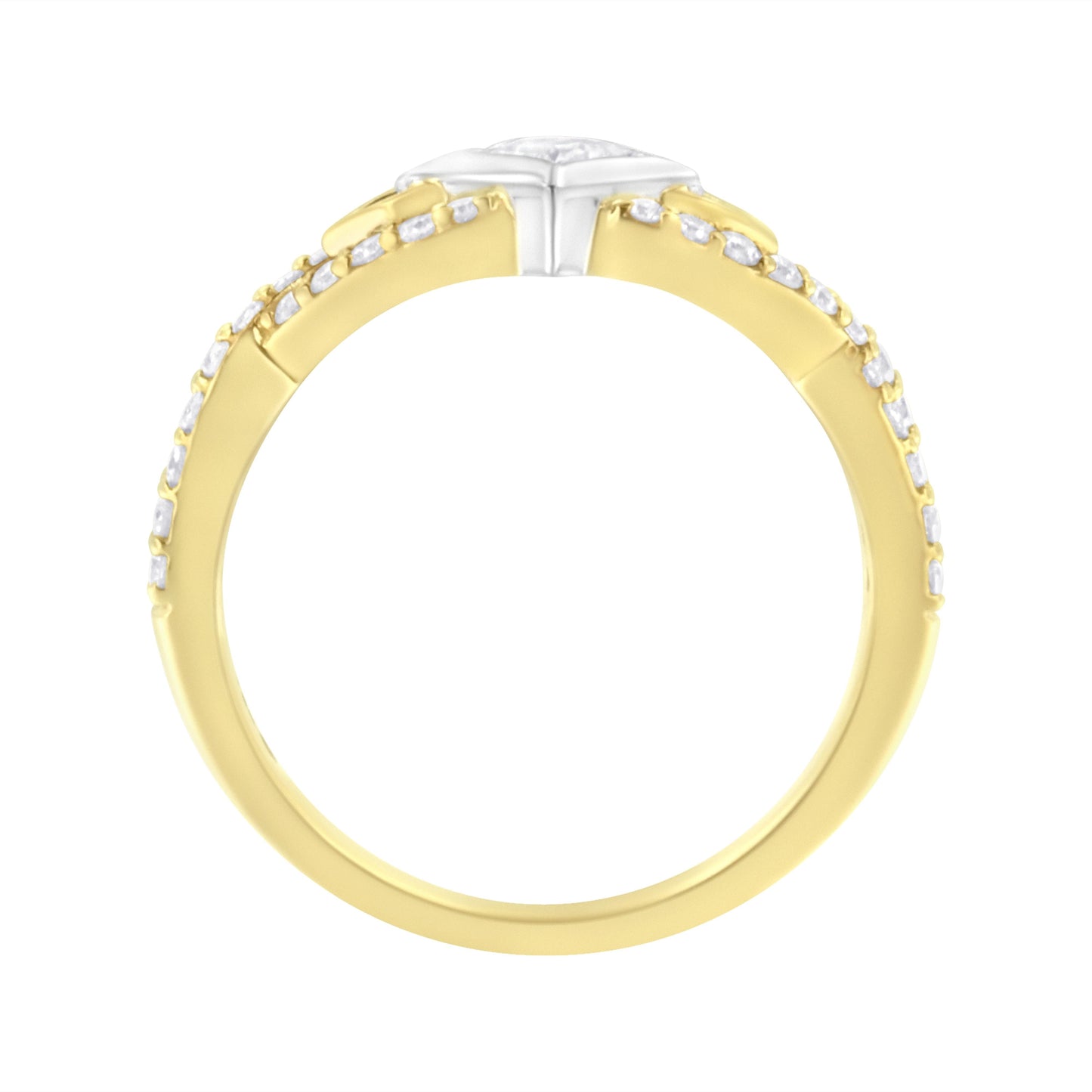 Anillo de oro de 10K bicolor con diamante de 2/3 Cttw, corte de cometa y banda retorcida (color H-I, claridad SI2-I1)