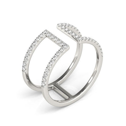 Anillo de diamantes de estilo moderno de doble banda de oro blanco de 14 quilates (1/2 quilate total)
