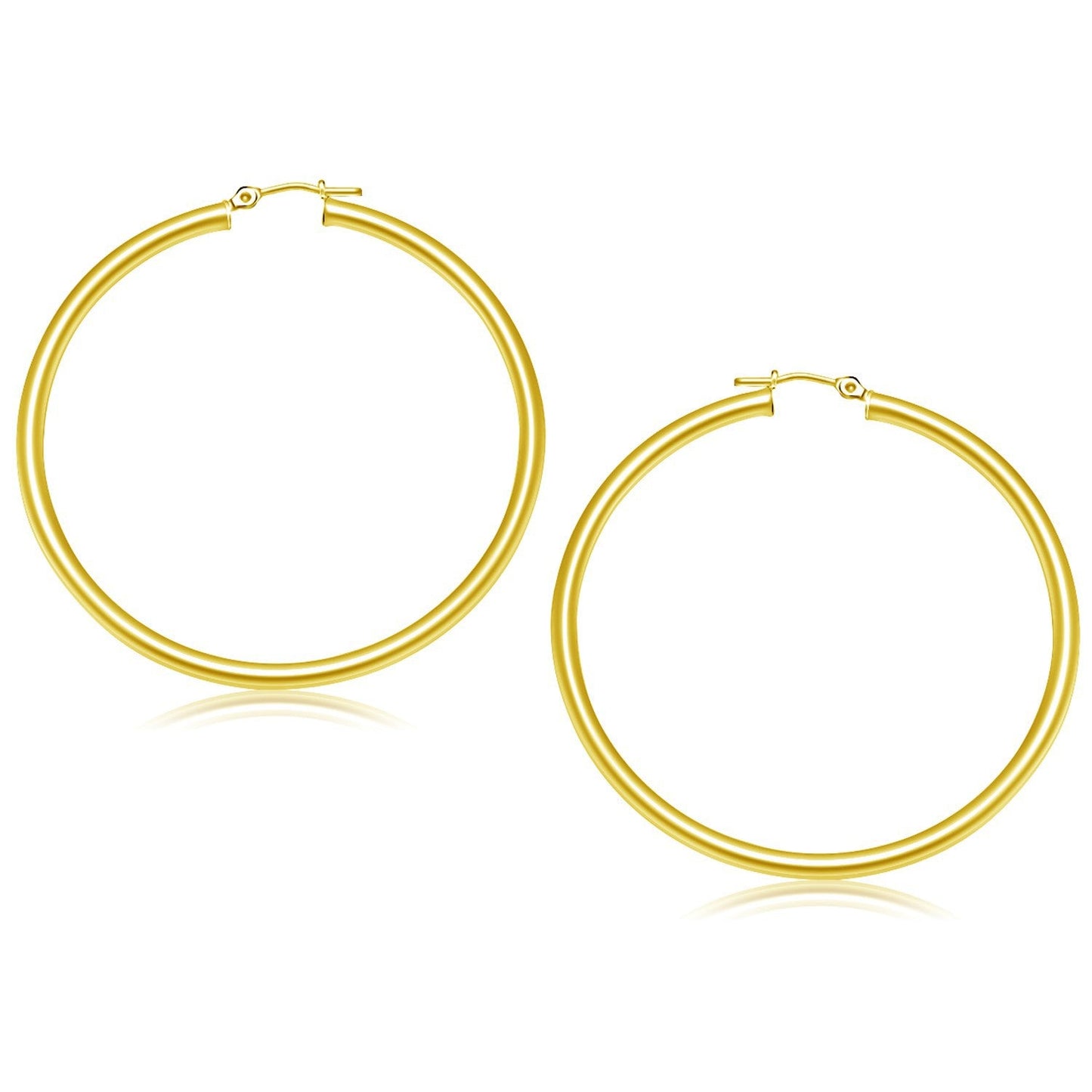 Pendientes de aro pulidos de oro amarillo de 14k (50 mm)