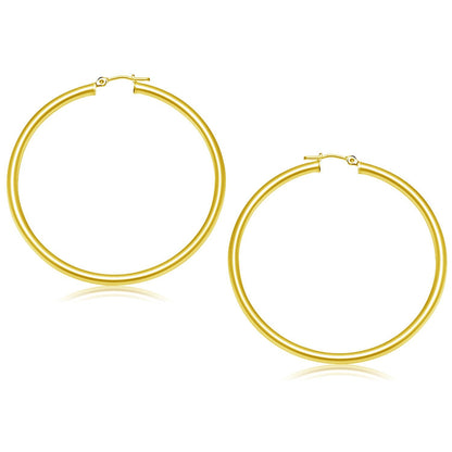 Pendientes de aro pulidos de oro amarillo de 14k (50 mm)