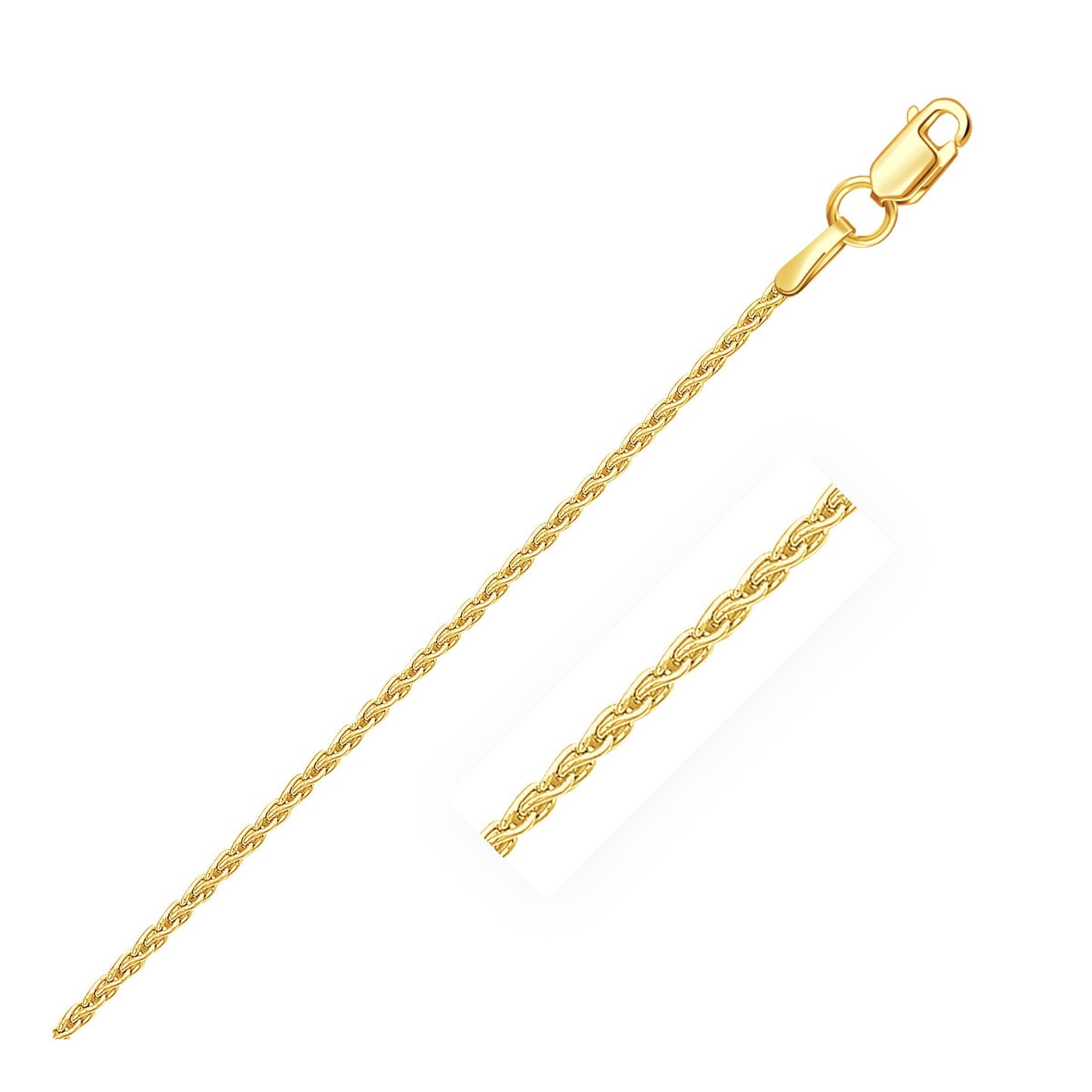 Cadena redonda de oro amarillo de 14k y 1.2mm