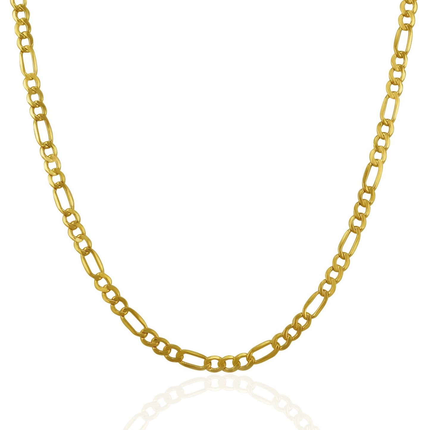 Cadena Fígaro Fina de Oro Amarillo de 14k y 3.5mm