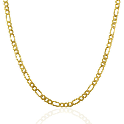 Cadena Fígaro Fina de Oro Amarillo de 14k y 3.5mm