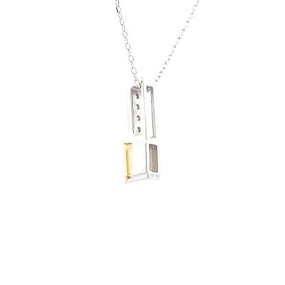 Colgantes de moda de citrino y diamantes de 0,06 ct en oro blanco de 10 kt