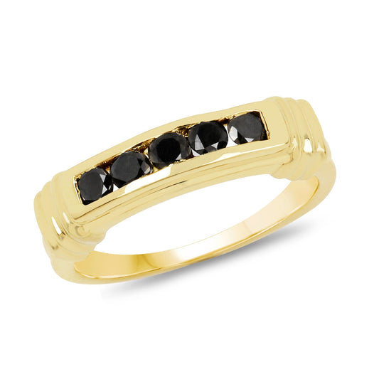 Anillo de plata esterlina .925 con diamante negro genuino de 0.50 quilates