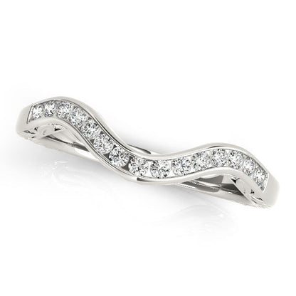 Anillo de boda curvo de oro blanco de 14k con diamantes (1/10 cttw)