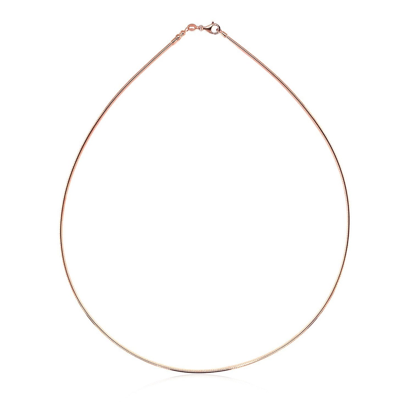 Cadena estilo Omega redonda de oro rosa de 14k