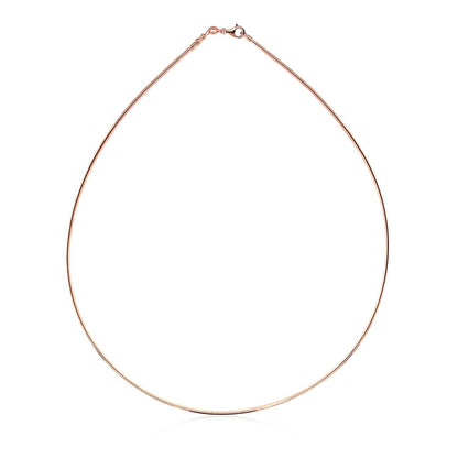 Cadena estilo Omega redonda de oro rosa de 14k