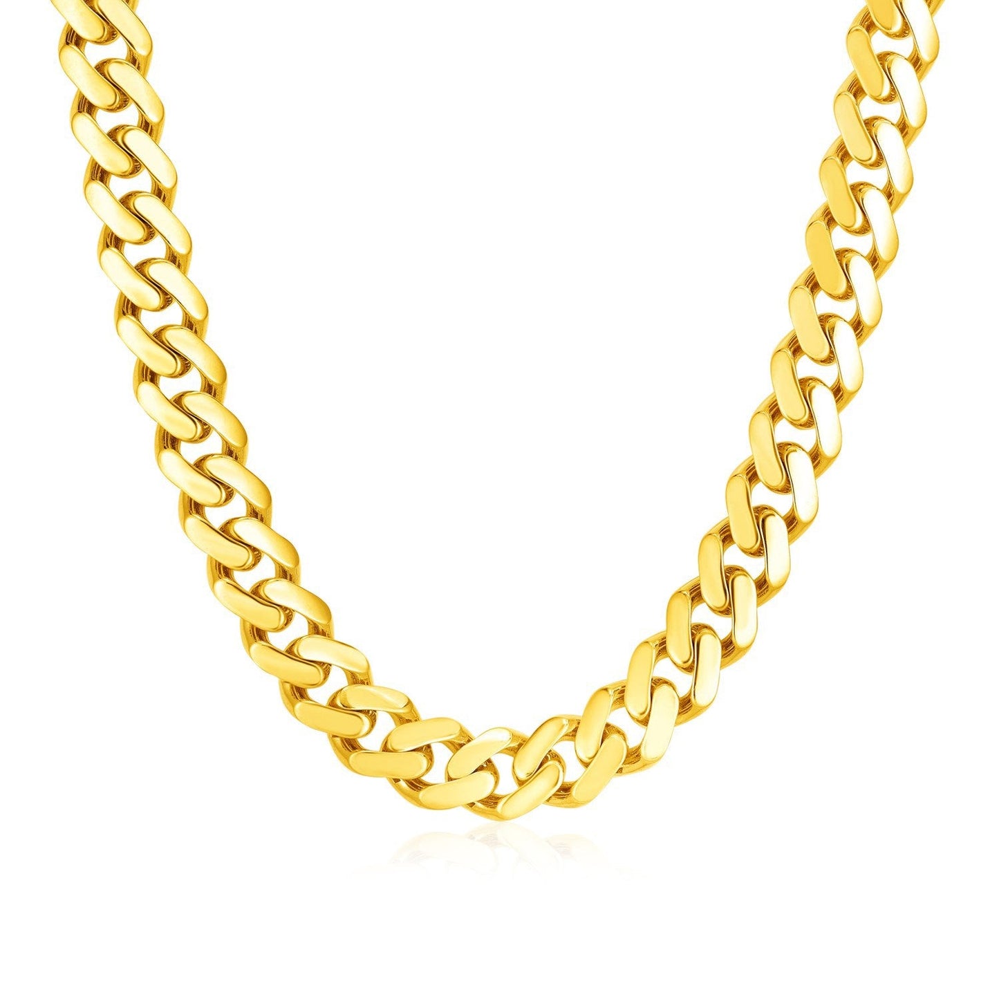 Cadena de oro amarillo de 14k pulida tipo cubana (Miami)