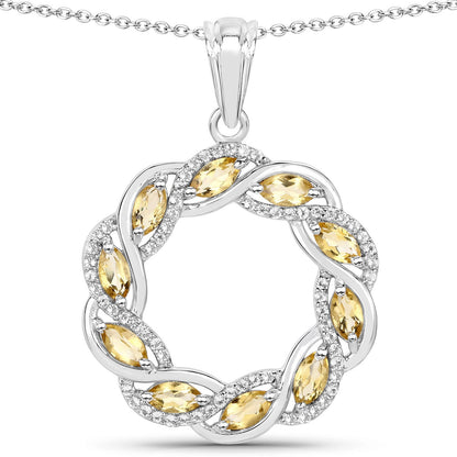 Colgante de plata esterlina .925 con citrino genuino y topacio blanco de 1.73 quilates