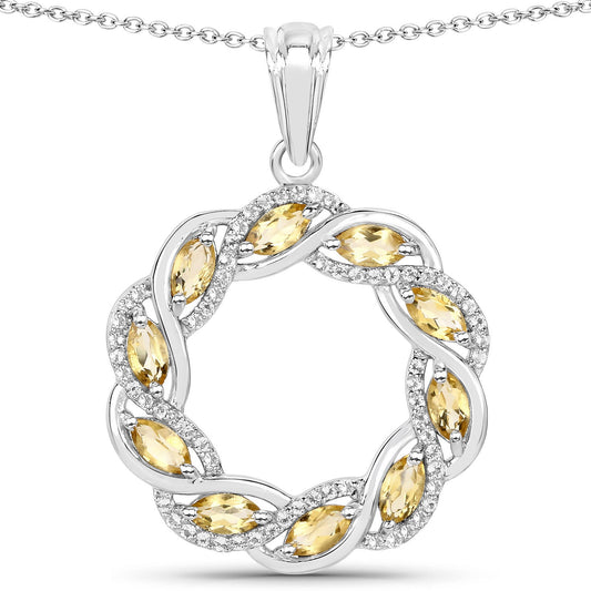 Colgante de plata esterlina .925 con citrino genuino y topacio blanco de 1.73 quilates