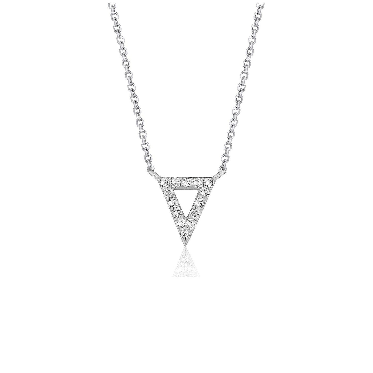 Colgante de oro blanco de 14k con diamante en triángulo invertido