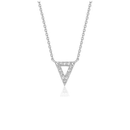 Colgante de oro blanco de 14k con diamante en triángulo invertido