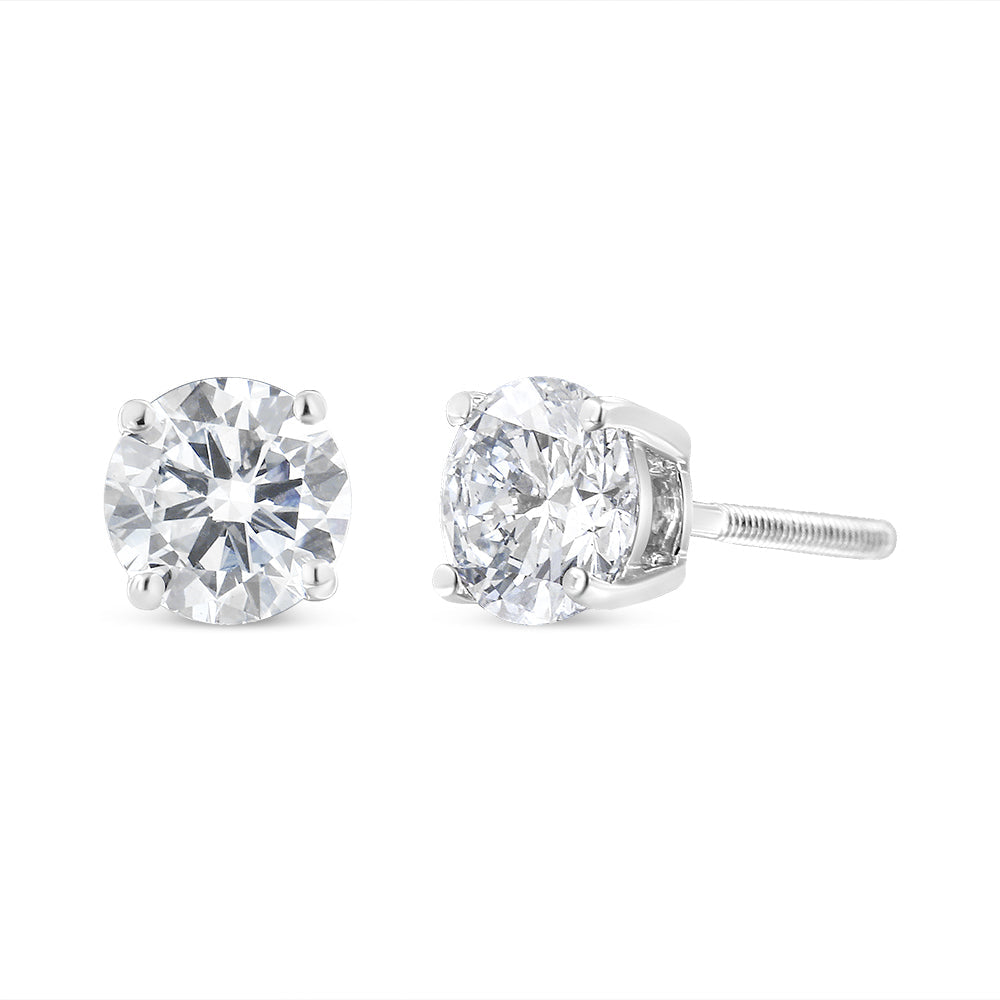 Pendientes de solitario con diamantes en oro blanco de 14k (1.5 quilates en total, color H-I, claridad SI1-SI2)