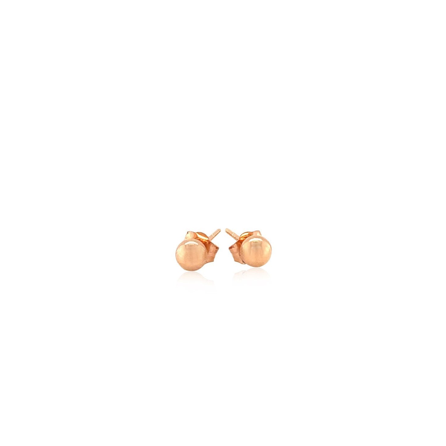 Pendientes de botón de oro rosa de 14k estilo bola (4.0 mm)