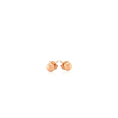 Pendientes de botón de oro rosa de 14k estilo bola (4.0 mm)