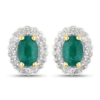 Juego de joyas de plata de ley .925 con esmeralda teñida y topacio blanco de 1,71 quilates