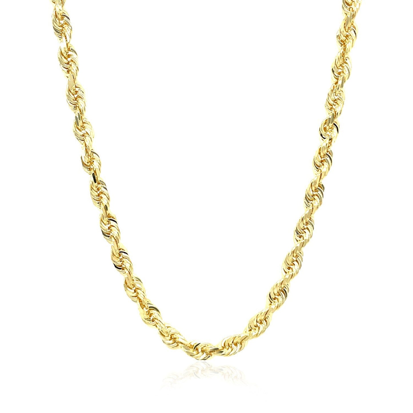 Cadena de soga sólida de oro amarillo de 10k con corte de diamante de 4.0mm