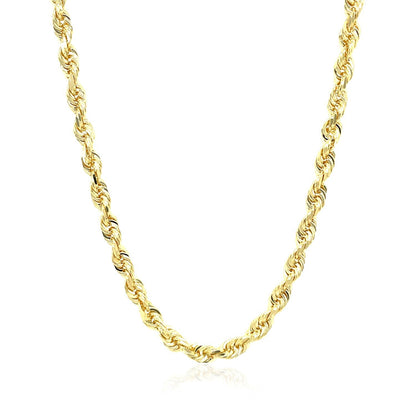 Cadena de soga sólida de oro amarillo de 10k con corte de diamante de 4.0mm