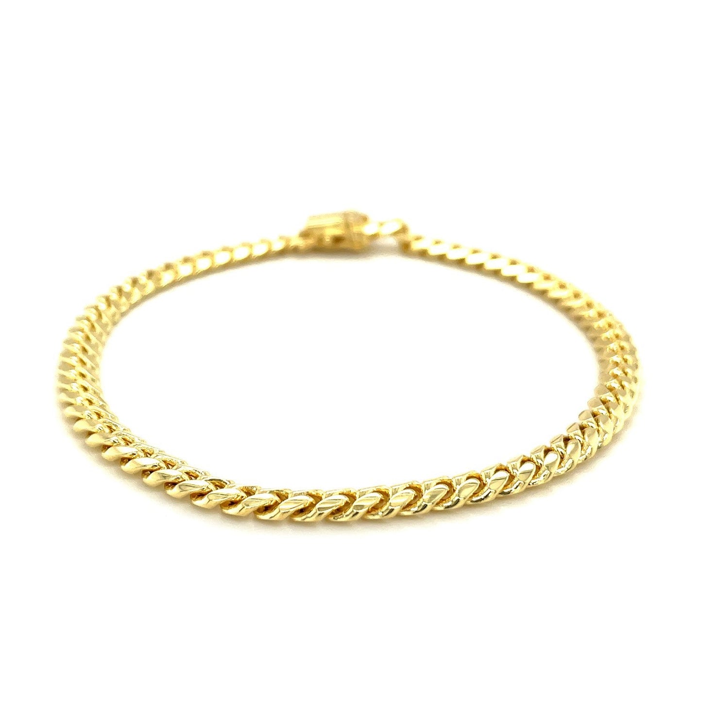 Pulsera sólida cubana Miami Clásica de 5.0mm de Oro Amarillo de 14k