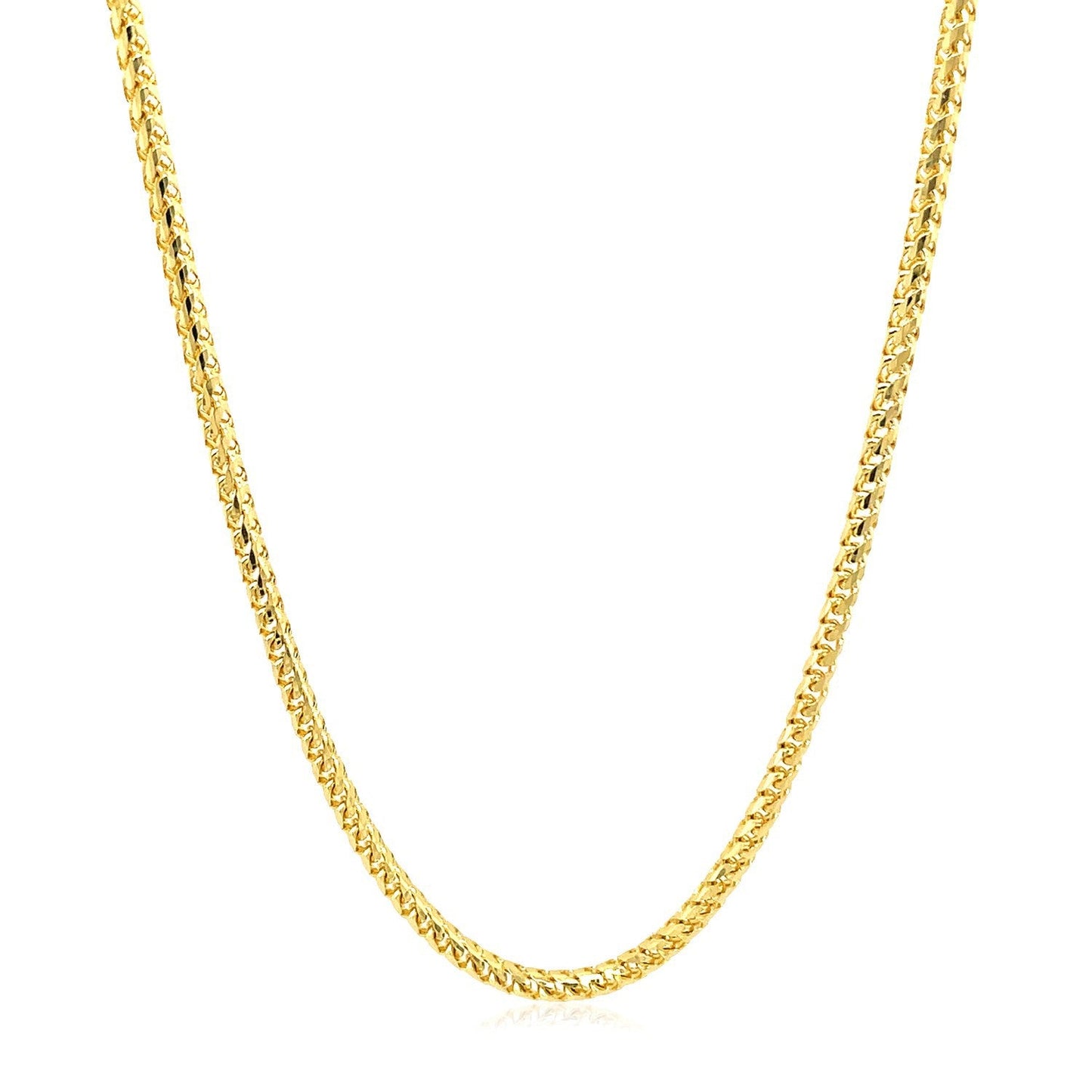 Cadena Franco redonda de 2.2mm de oro macizo amarillo de 14k con corte de diamante