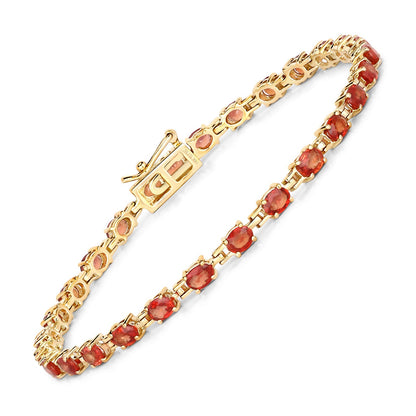 Pulsera de zafiro naranja genuino de 7.00 quilates de oro amarillo de 14 quilates
