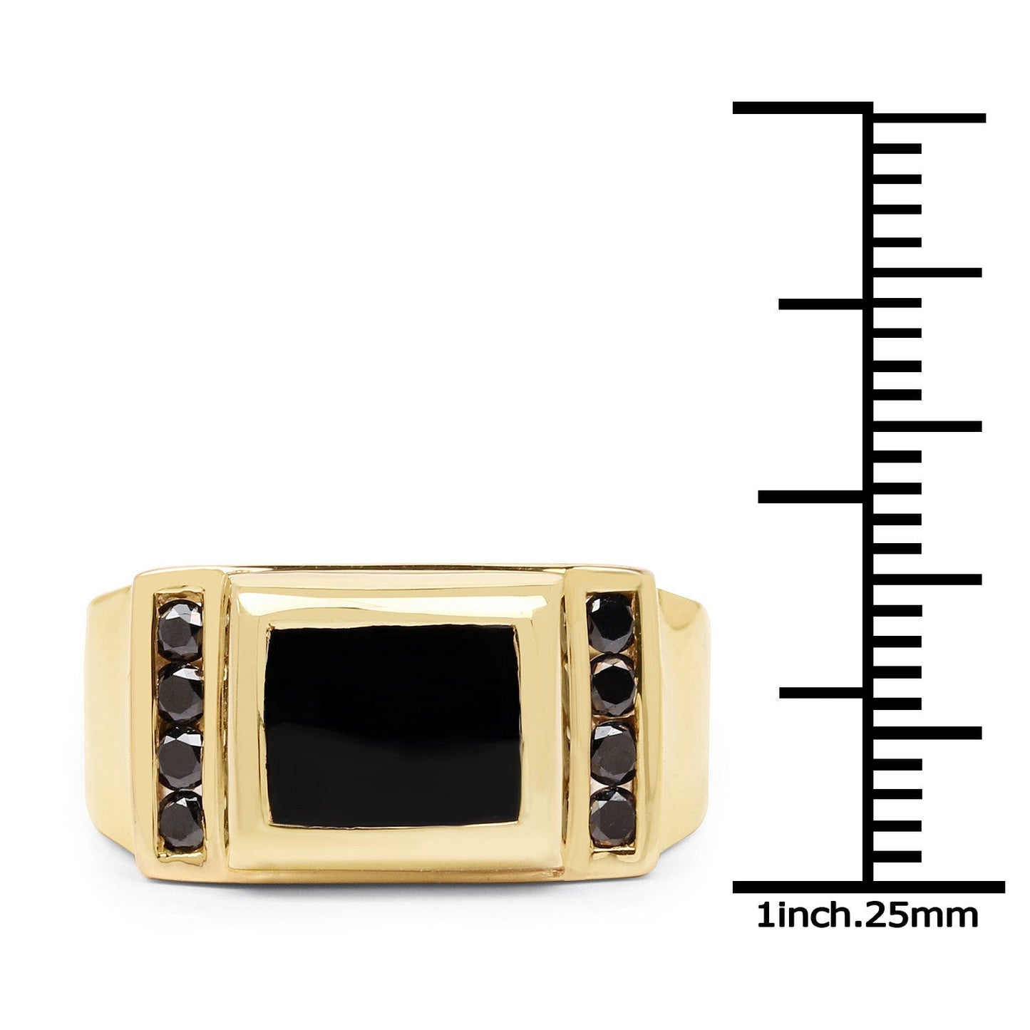 Anillo de plata de ley .925 con ónix negro auténtico de 2,14 quilates y diamantes negros