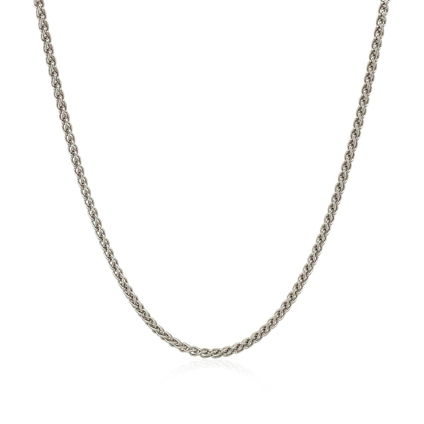 Cadena de Trigo de Plata de Ley Rodiada de 1.3mm