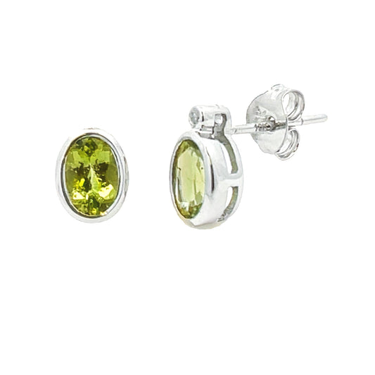Pendientes con peridoto y diamantes de 1,23 ct en oro blanco de 10 kt