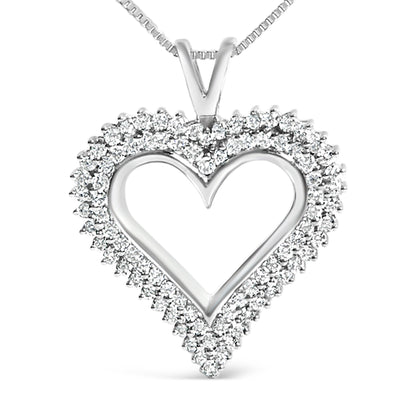 Collar con Colgante de Corazón Abierto de Diamante Cultivado en Laboratorio de Plata de Ley .925 de 1.00 Cttw (Color F-G, Claridad VS1-VS2) - 18 Pulgadas