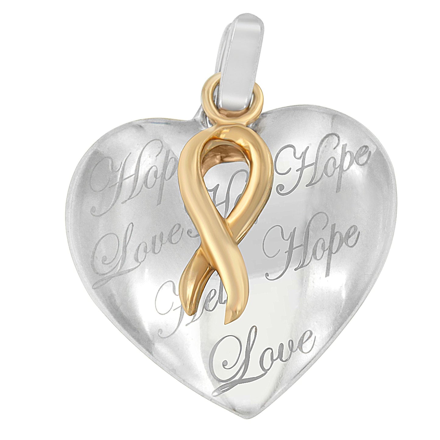 Collar con colgante de corazón de plata chapado en oro amarillo de 10K