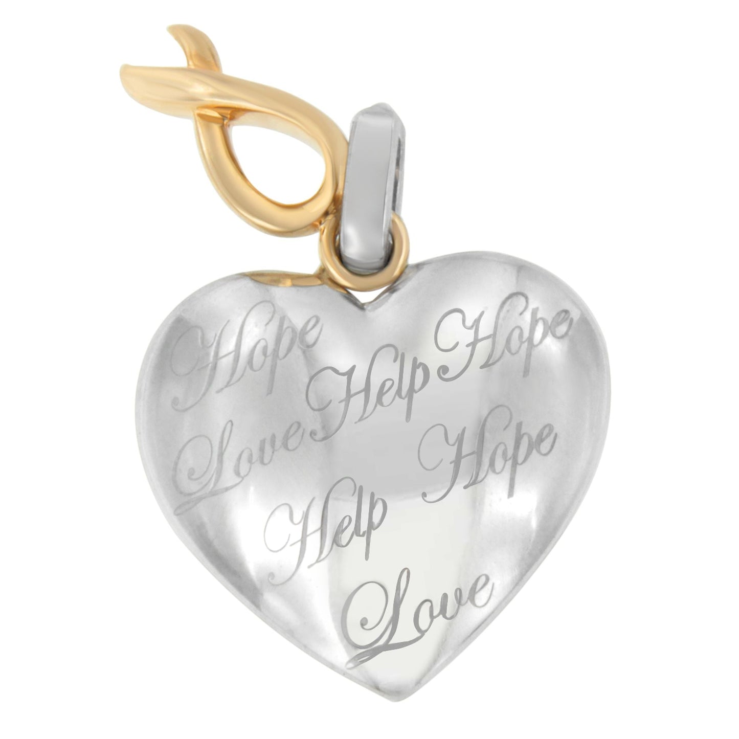 Collar con colgante de corazón de plata chapado en oro amarillo de 10K