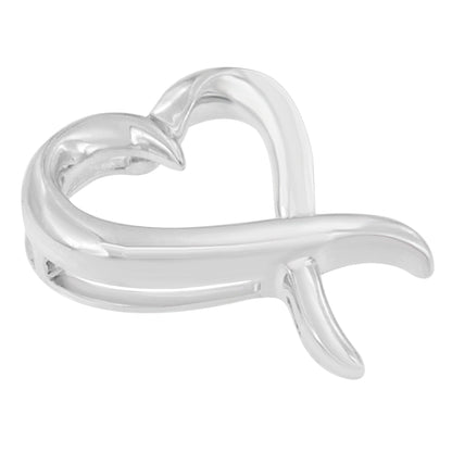 Collar con colgante de lazo de concientización con corazón calado en plata de ley .925