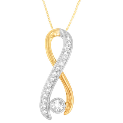 Collar con colgante de cinta radiante de diamante de 1/5 cttw de oro de dos tonos de 10K (H-I, I1-I2)
