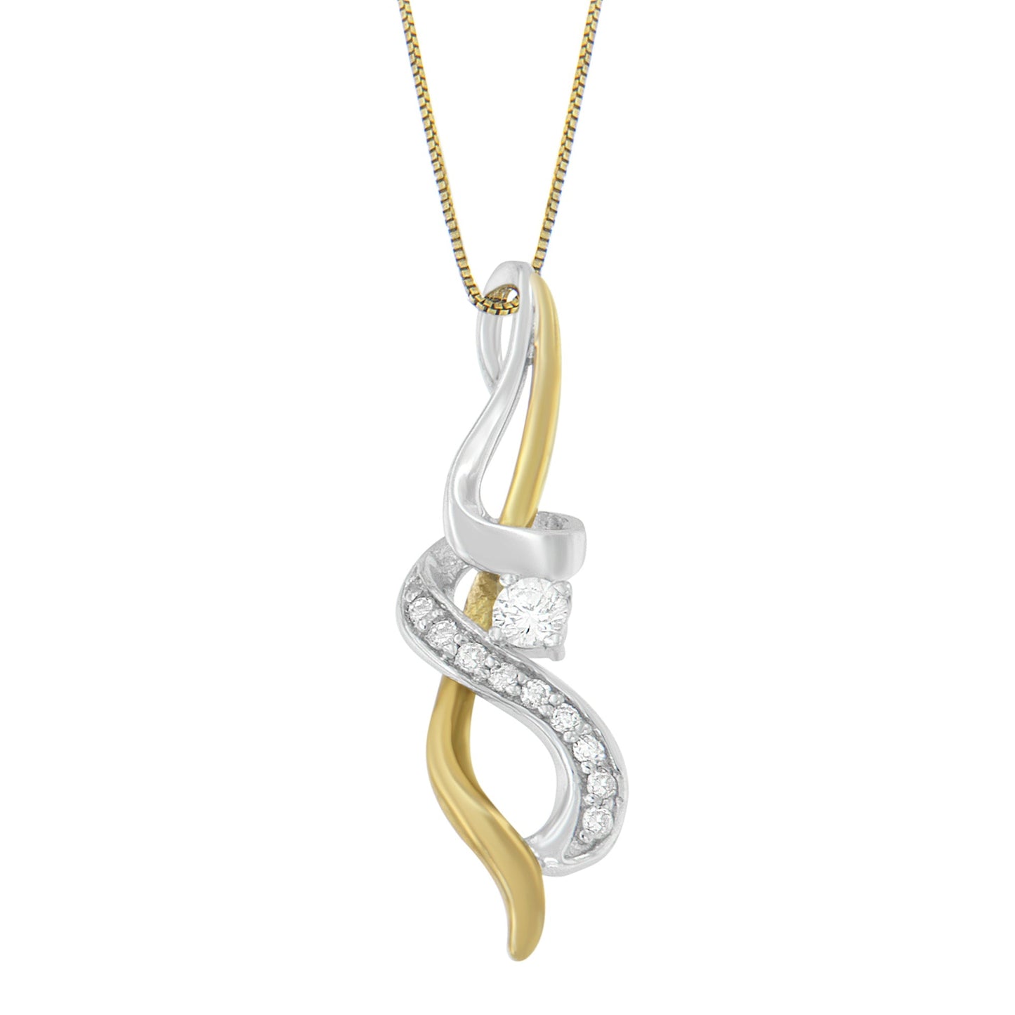 Collar con colgante de espiral entrelazada de oro de dos tonos de 10K y 0,20 cttw de diamante Espira (J-K, I1-I2)