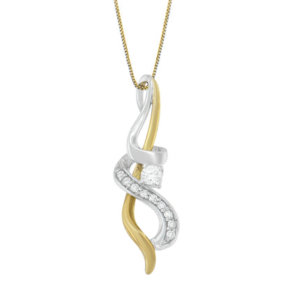 Collar con colgante de espiral entrelazada de oro de dos tonos de 10K y 0,20 cttw de diamante Espira (J-K, I1-I2)
