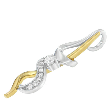 Collar con colgante de espiral entrelazada de oro de dos tonos de 10K y 0,20 cttw de diamante Espira (J-K, I1-I2)