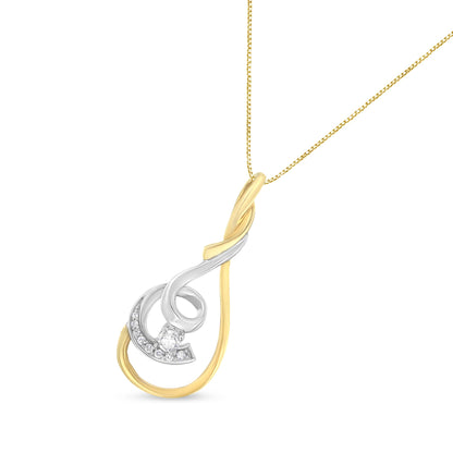 Espira 10K oro amarillo y blanco de dos tonos 1/6 Cttw con brillante de corte redondo y espiral superpuesta, collar con colgante de 18 pulgadas (color H-I, claridad I2-I3)