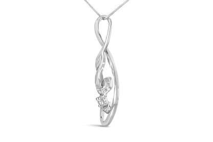 Espira 10K Oro Blanco 1/8 cttw Collar Colgante Espiral en Capas de Diamante de Talla Redonda (I-J, I1-I2)