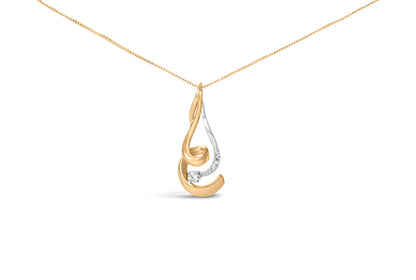 Collar con colgante de espiral de oro bicolor de 10 quilates con diamantes de talla redonda de 0,10 cttw (I-J, I2-I3)
