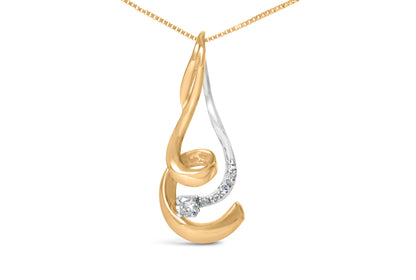 Collar con colgante de espiral de oro bicolor de 10 quilates con diamantes de talla redonda de 0,10 cttw (I-J, I2-I3)