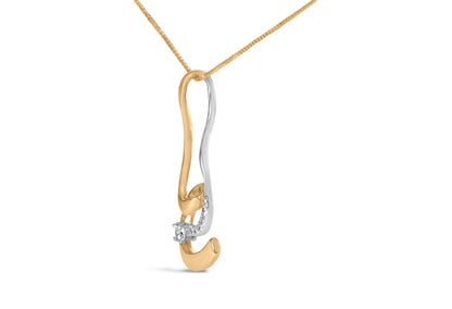 Collar con colgante de espiral de oro bicolor de 10 quilates con diamantes de talla redonda de 0,10 cttw (I-J, I2-I3)