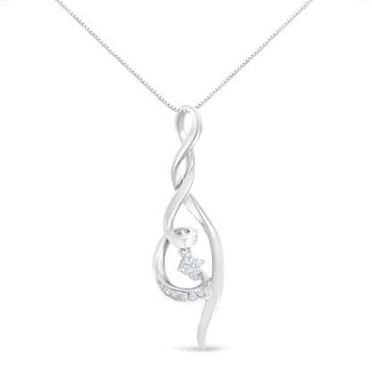 Collar con colgante de espiral de diamante Espira 10K oro blanco 1/10 cttw (I-J, I1-I2)