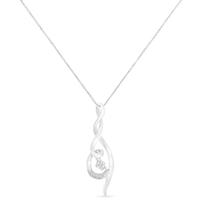 Collar con colgante de espiral de diamante Espira 10K oro blanco 1/10 cttw (I-J, I1-I2)